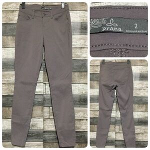 Prana Skinny Hiking Pants Women’s 2 Gray Stretch (Inseam 29.5) Lightweight